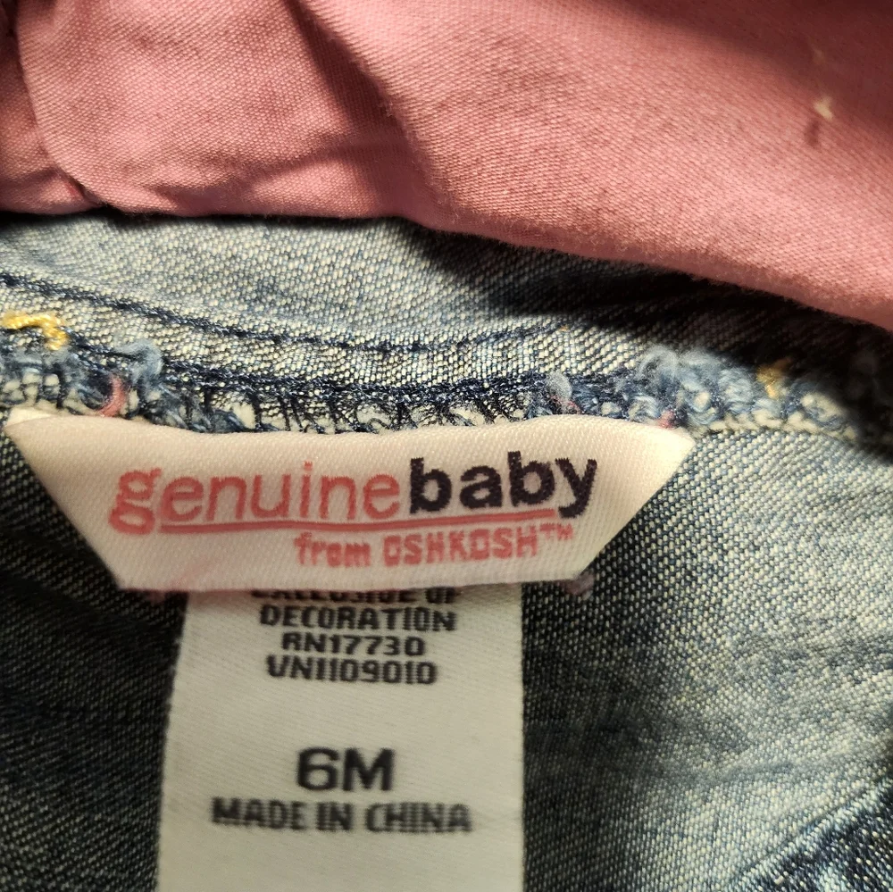 OshKosh B'gosh Denim Overalls with Pink Accent